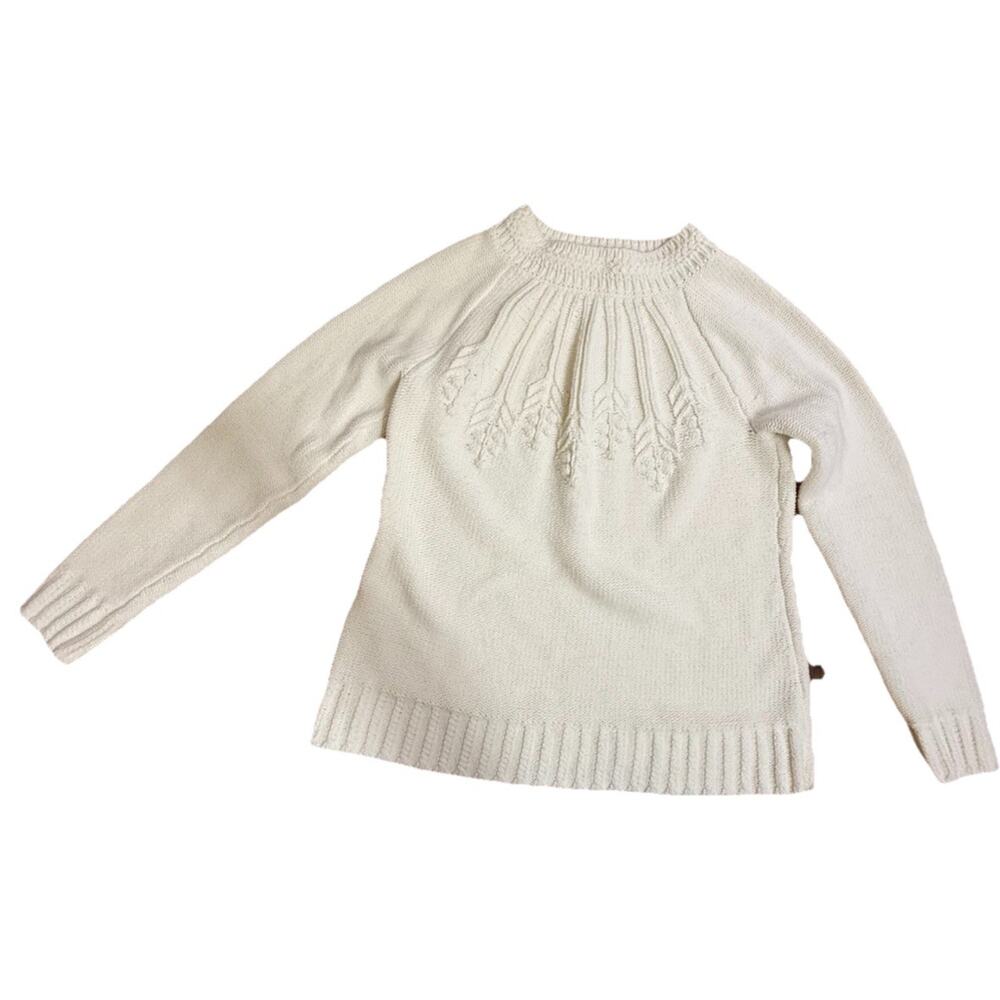 TALBOTS Women’s Ivory Pullover Knit Sweater Solid Pattern Crew Neck Size Small
